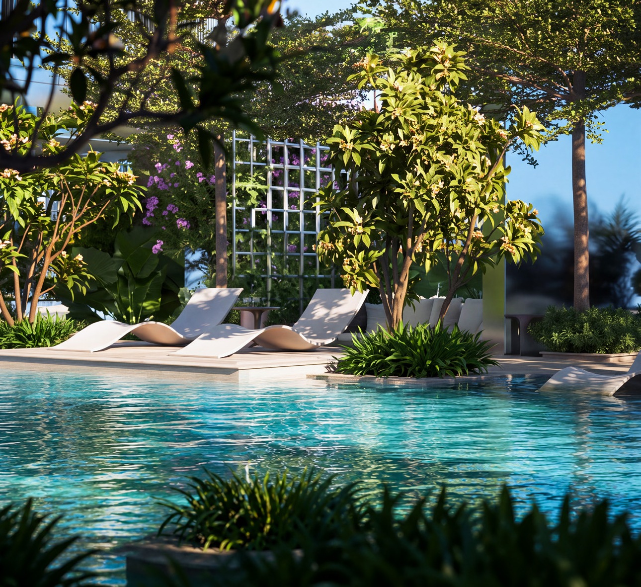Podium garden and pool at Dhuleva One50