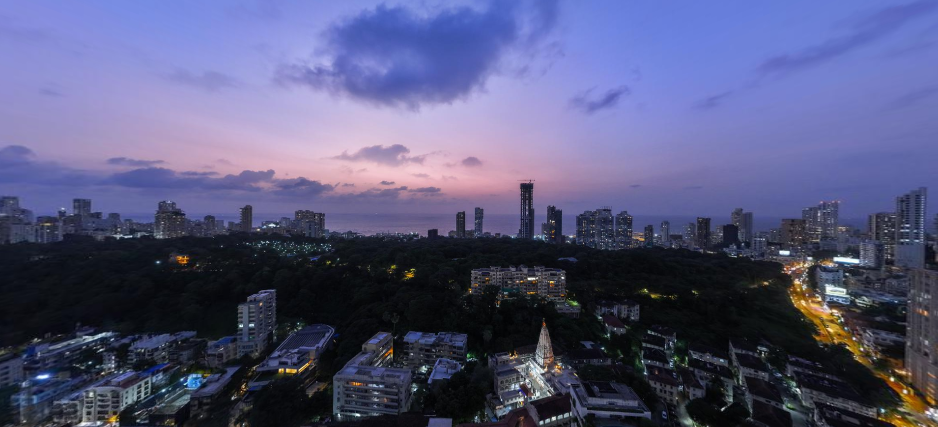 Aerial view over Chowpatty seaface from Dhuleva One50